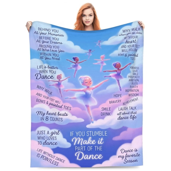 Dance Throw Blanket, Ballet Ballerina Dancer Teacher Team Gifts, Aesthetic Blanket for Couch Sofa Bed, Dancing Accessories Birthday Holiday Present 50x40