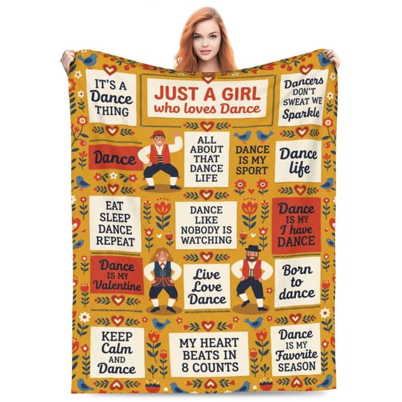 Dance Throw Blanket, Dancer Recital Competition Gifts, Blankets Cute for Couch Sofa Bed, Dancing Stuff Accessories Birthday Holiday Present 50x40