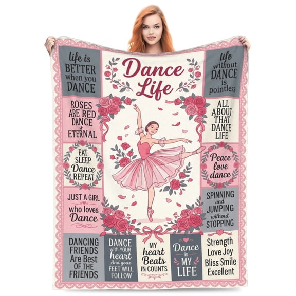 Dance Throw Blanket, Dancer Recital Competition Team Gifts, Flannel Plush Throw for Couch Sofa Bed Decor, Sister Birthday Holiday Present 50x40