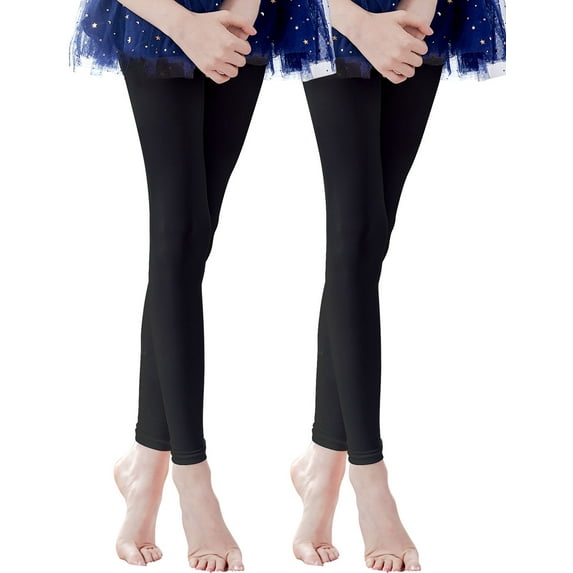 Dance Tights Black Big Girls Women Ballet Footless Pantyhose 2 Pairs 90D