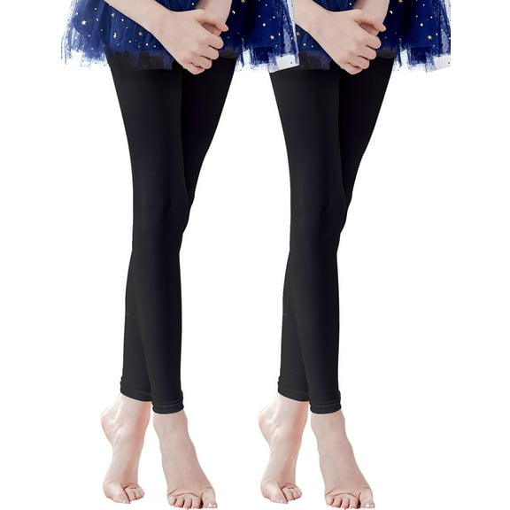 Dance Tights Black Big Girls Women Ballet Footless Pantyhose 2 Pairs 90D