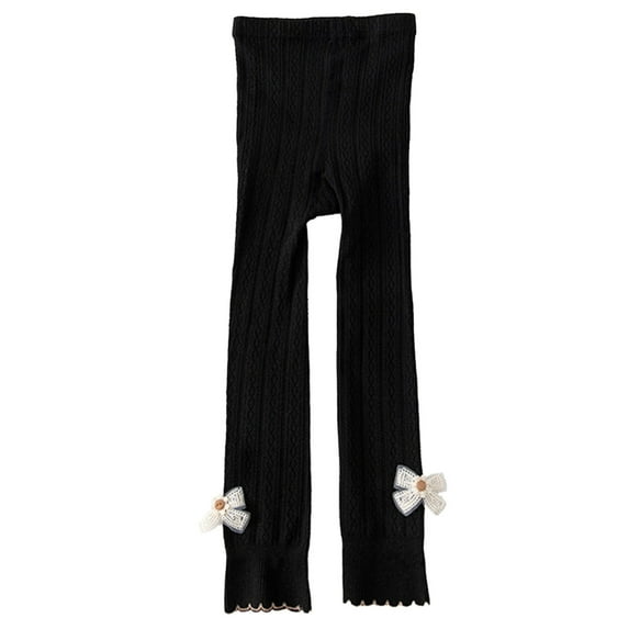 Dance Tights Girls Girls Leggings 2Pcs Toddler Girls Tights Pants With Lace Bow Decoration Leggings Girls Black 18 Months-24 Months