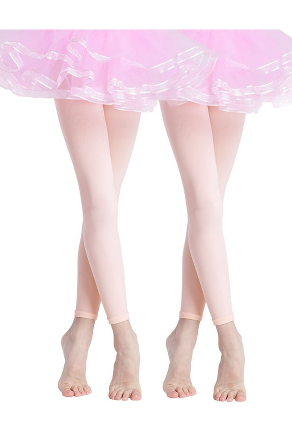 Dance Tights Pink Big Girls Women Ballet Footless Pantyhose 2 Pairs 90D