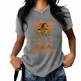 thumbnail image 1 of Dance To The Halloween Print T-shirts Skeleton & Pumpkin Graphic Tees Funny Casual Tops Short Sleeve Cotton Acid Washed Shirts, 1 of 6