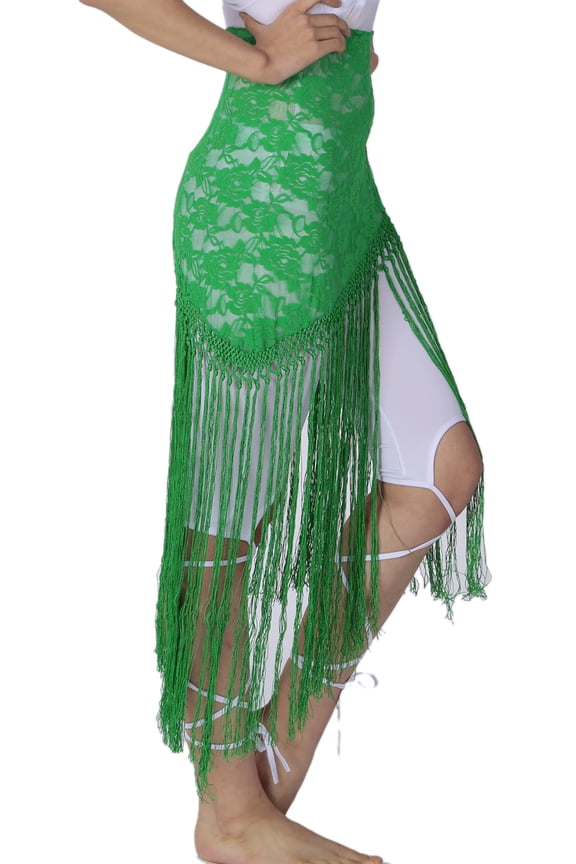 Dance Tribal Triangle Gypsy Belly Dance Lace Shawl Hip Scarf Scarves with Fringe