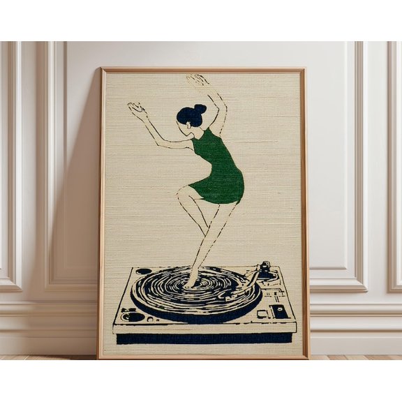 Dance Turntable Music Wall Art, Unframed Paper Poster 8x10in