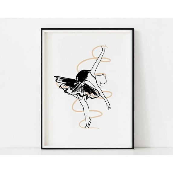 Dance Wall Art, Ballerina Line Art - Wall Art, Abstract Line Drawing Print, Black And White Minimal Wall Art, Scandinavian Decor Wall Art, Modern Wall Decor, 24x36 UNFRAMED