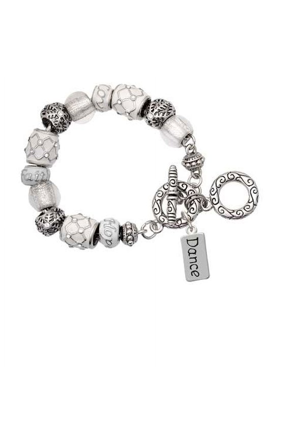 Dance White Snowflake Bead Charm Bracelet