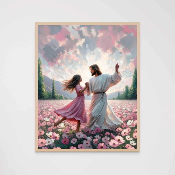 Dance With Jesus Christian Art And Girl Dancing Bible Picture Children Wall Decor Unframed Paper Print