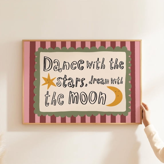 Dance With The Stars Dream With The Moon Boho Nursery Wall Art Print ...