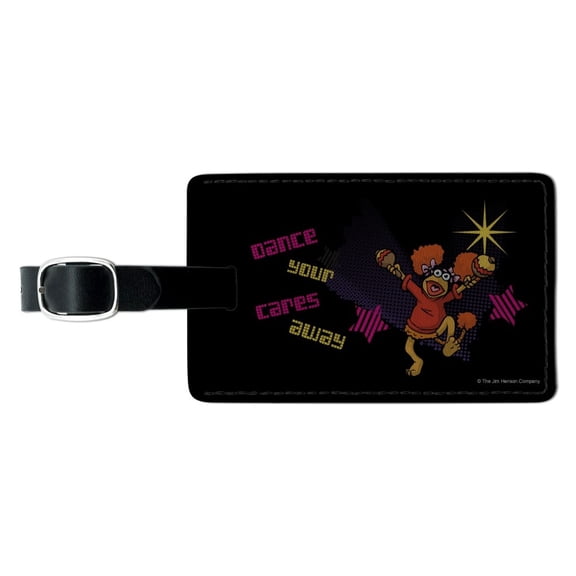 Dance Your Cares Aware Fraggle Rock Red Rectangle Leather Luggage Card Suitcase Carry-On ID Tag