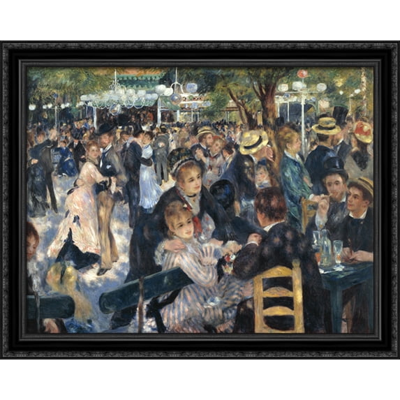 Dance at Moulin de la Galette 36x28 Large Black Ornate Wood Framed Canvas Art by Pierre Auguste Renoir
