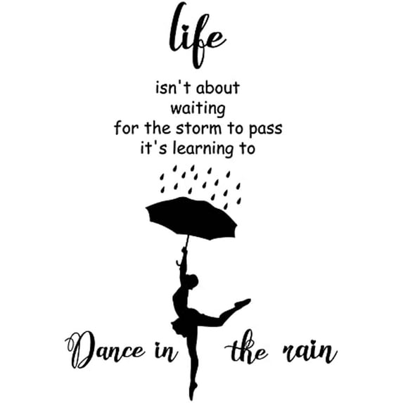 Dance in The Rain Wall Decals Motivational Quotes Wall Stickers Saying Wall Decor Vinyl Wall Art Sticker Decoration for Living Room Bedroom Bathroom