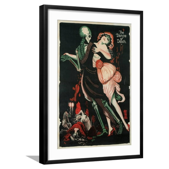 Art.com Dance of Death, Skeleton Art Print, Black Frame Wall Art, 21" x 29"