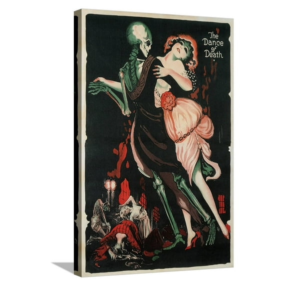 Art.com Dance of Death, Skeleton Stretched Canvas Print Wall Art, 16" x 24"