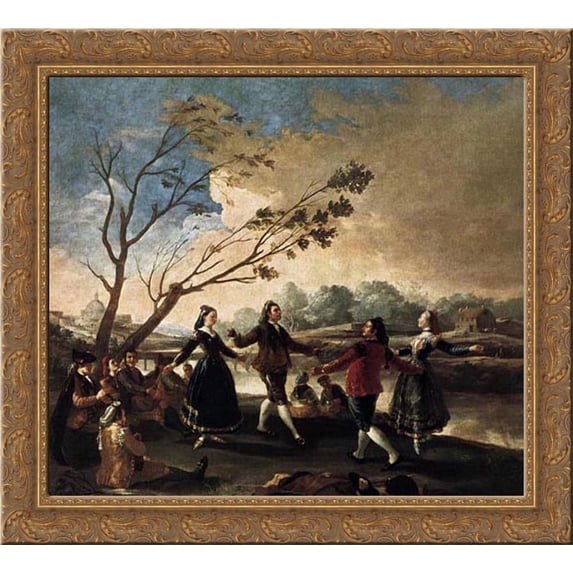 Dance of the Majos at the Banks of Manzanares 21x20 Gold Ornate Wood Framed Canvas Art by Goya, Francisco de