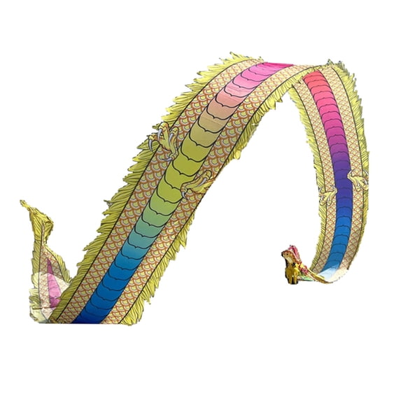 Dance ribbons colorful dragon with head, dragon dance dragon ribbon streamer dragon dance lion dance props for square exercise outdoor fitness for the garden park beach