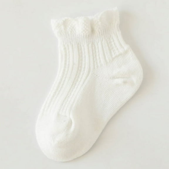 DancePeanut Spring Solid Color Cute Sweet Newborn Socks Infants Elasticity Cotton Mesh Breathable Lace Socks Ankle Toddler Ruffle Baby Socks