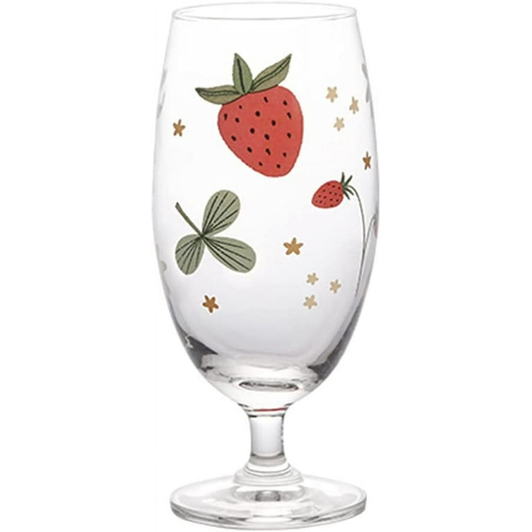 Sizikato Clear Glass Mug with Lid and Straw, 15 Oz Drinking Glass Juice  Cup, Cute Strawberry Pattern