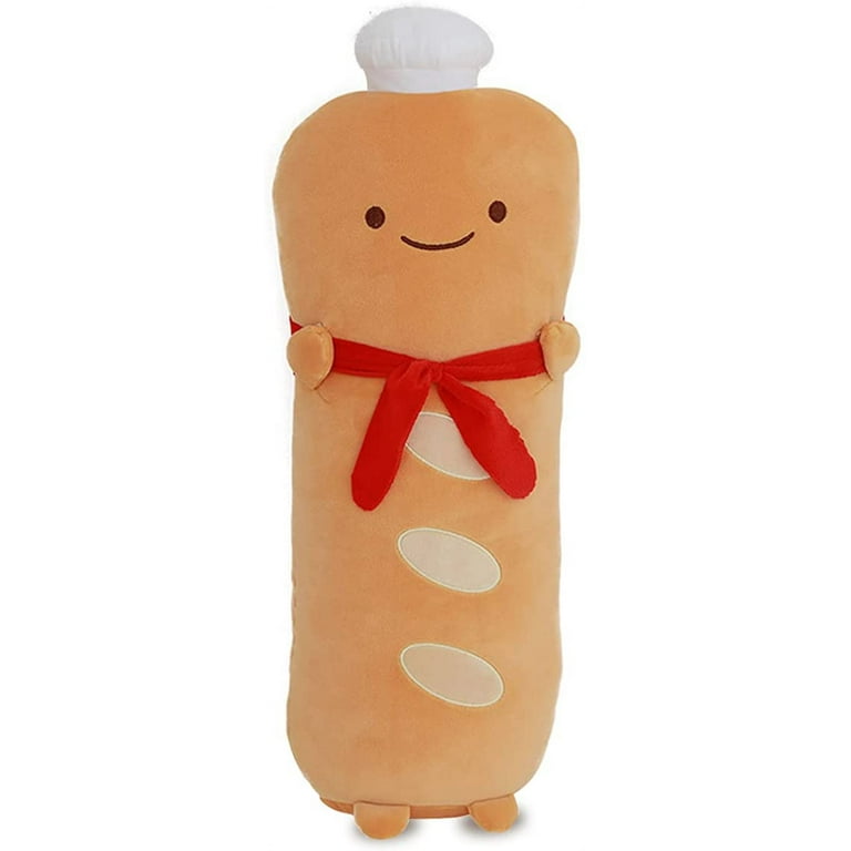 Danceemangoos Danceemangoo 20.8'' French Baguette Plush Pillow Funny Food Bread Plushie Soft Hugging Pillow with Red Scarf (Baguette), Size: One