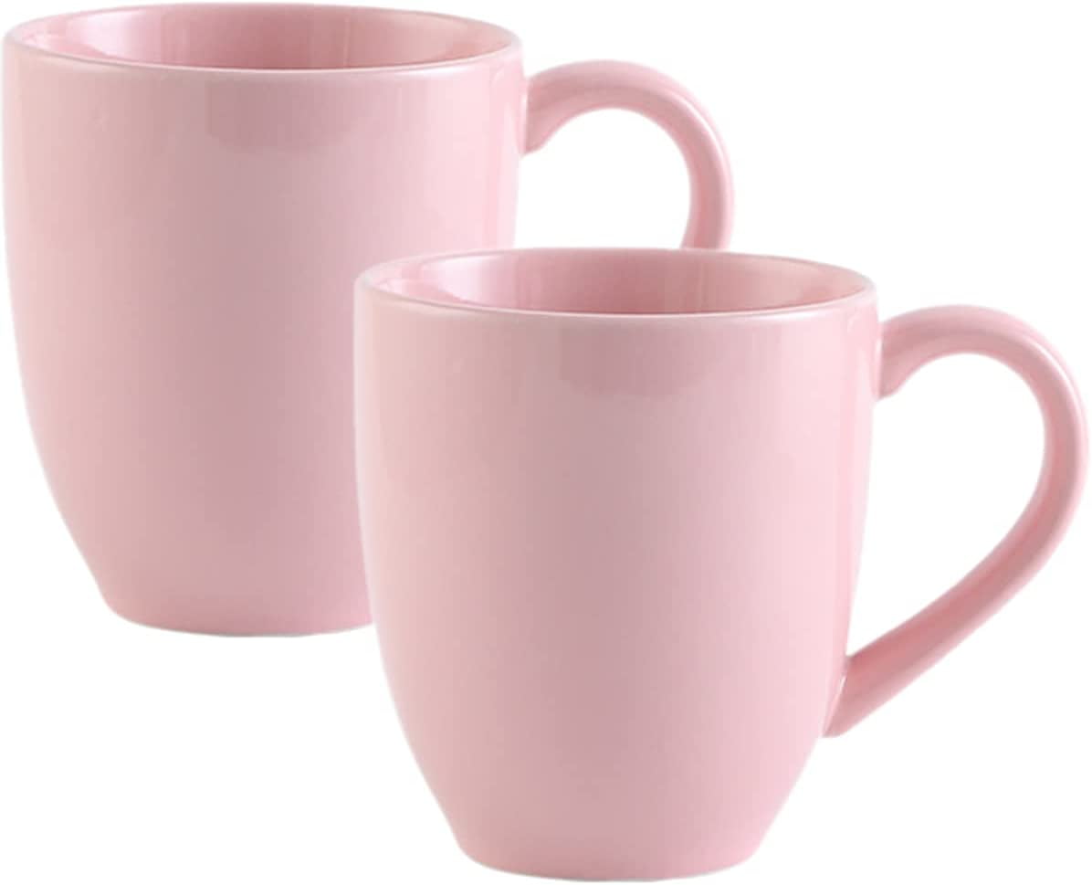 MECOWON 30 OZ Porcelain Coffee Mugs, Set of 2 Large Mugs for Soup, Cereal  and Salad (pink)