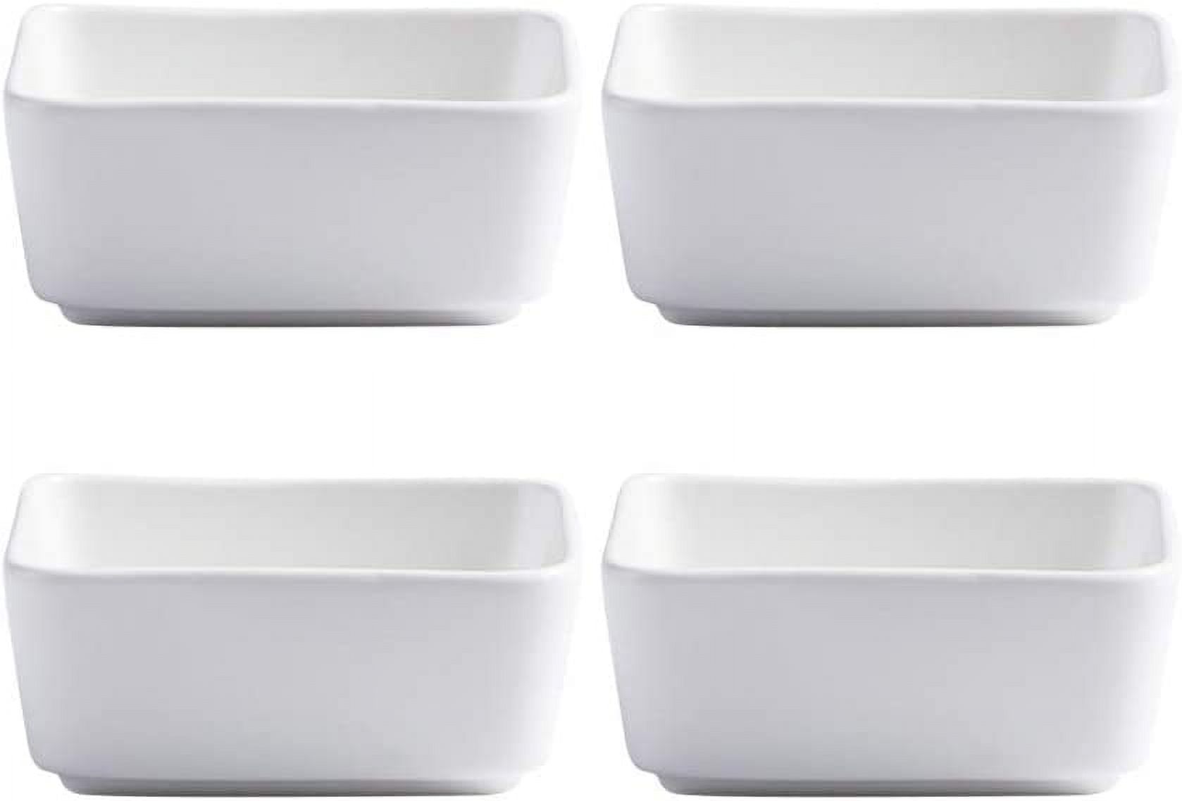 DanceeMangoo 4 pcs Matte Ceramic Square Soy Sauce Dipping Bowls Side