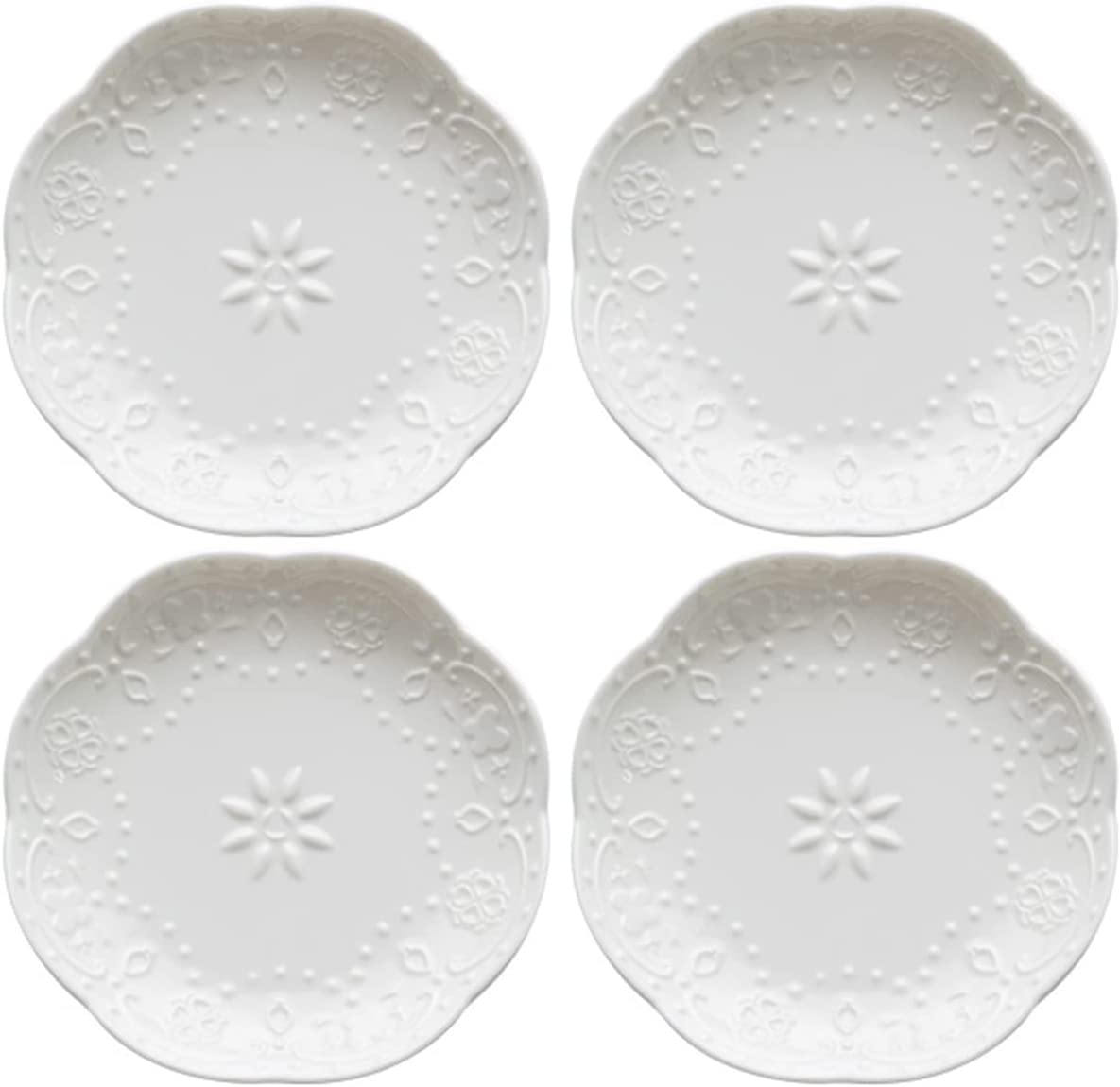 DanceeMangoo 4pcs White Porcelain Appetizer Plate, 4Inch Sauce Plate
