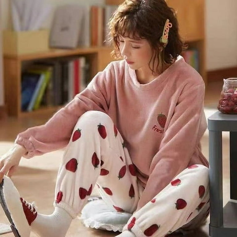 DanceeMangoo Autumn Winter Warm Flannel Women Pyjamas Sets Thick