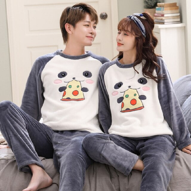 Couple Matching Cozy Flannel Pajamas Set Winter Sleepwear – Gullei