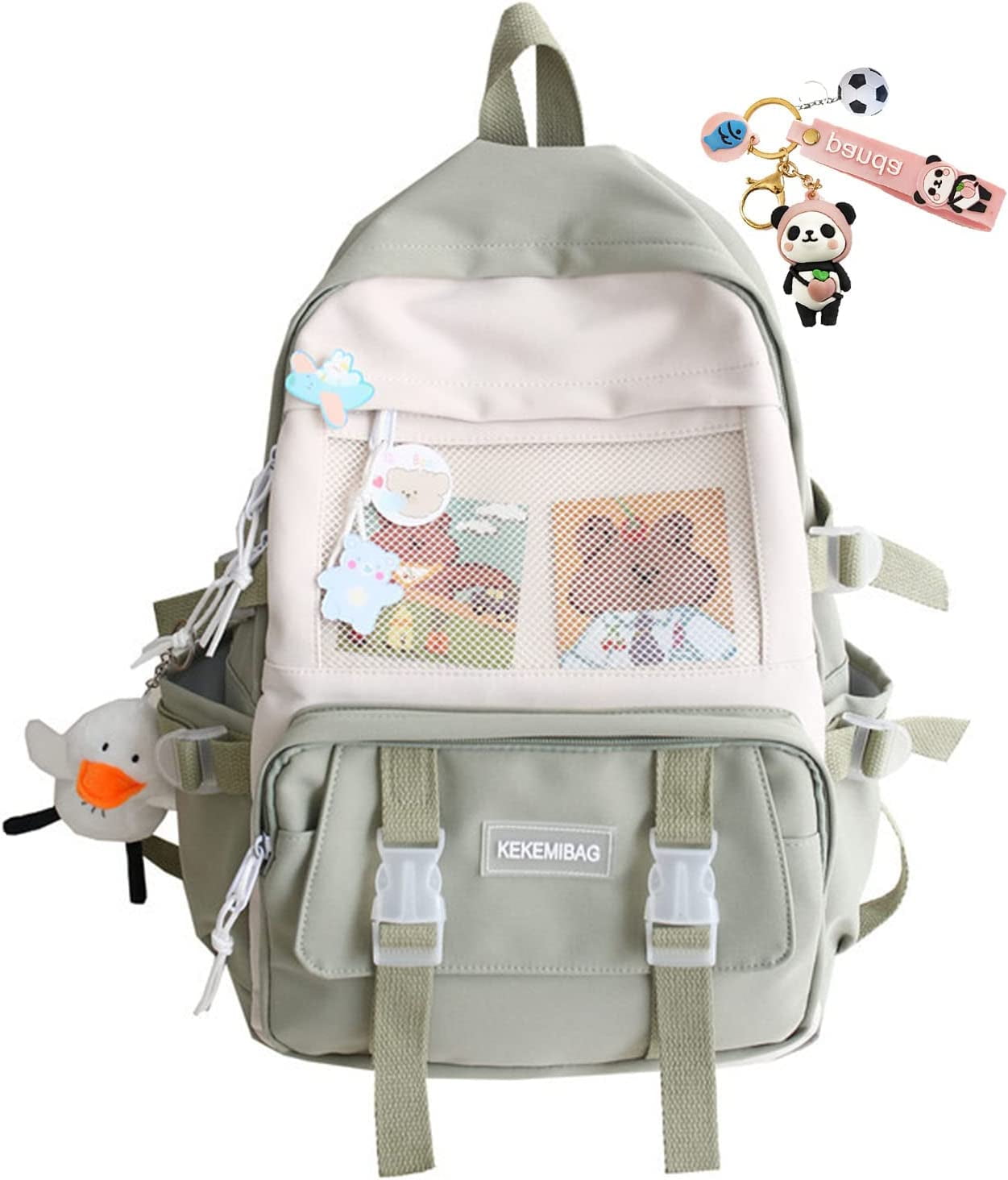 coxqermo Cartoon Teenage Girls Backpack with Cute Pins Accessories, Ita Bag  Middle School Backpack Students Bookbag 21L Casual Daypack