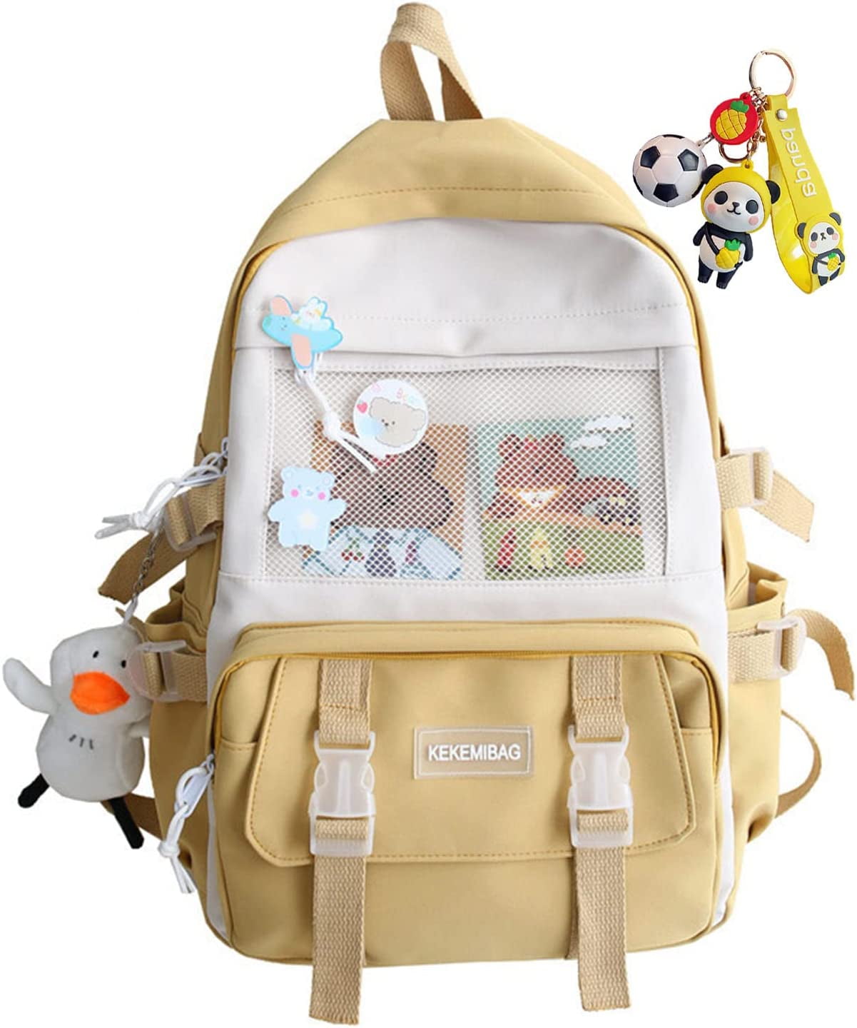DanceeMangoo Backpack Cute Accessories School Bag with Pins