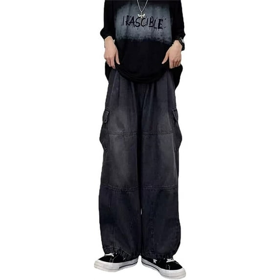 DanceeMangoo Baggy Jeans Mens Womens Harajuku Wide Leg Casual Vintage Streetwear Hip Hop Trendy Denim Pant Goth Y2k Jeans