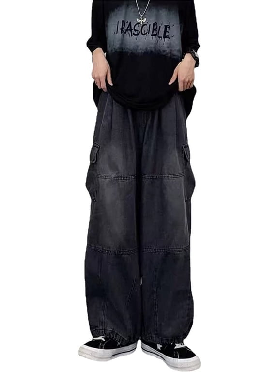 Baggy Jeans Mens Womens Harajuku Wide Leg Casual Vintage Streetwear Hip Hop Trendy Denim Pant Goth Y2k Jeans