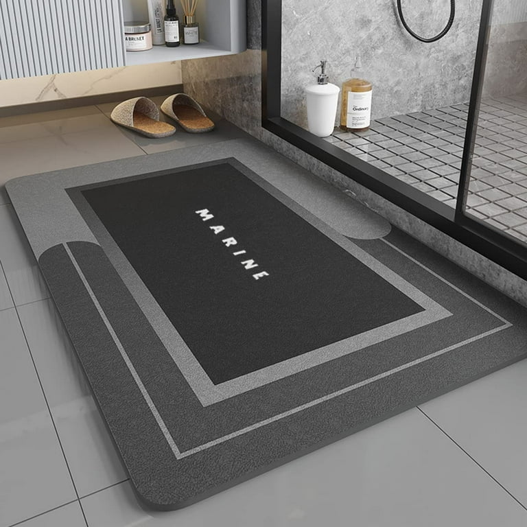 DanceeMangoo Bath Rug Mat Super Absorbent Bathroom Floor Mat Quick-Dry  Microfiber Bath Rugs Non-Slip Easy to Clean Shower Carpet (Square Dark  Grey, 20X32) 
