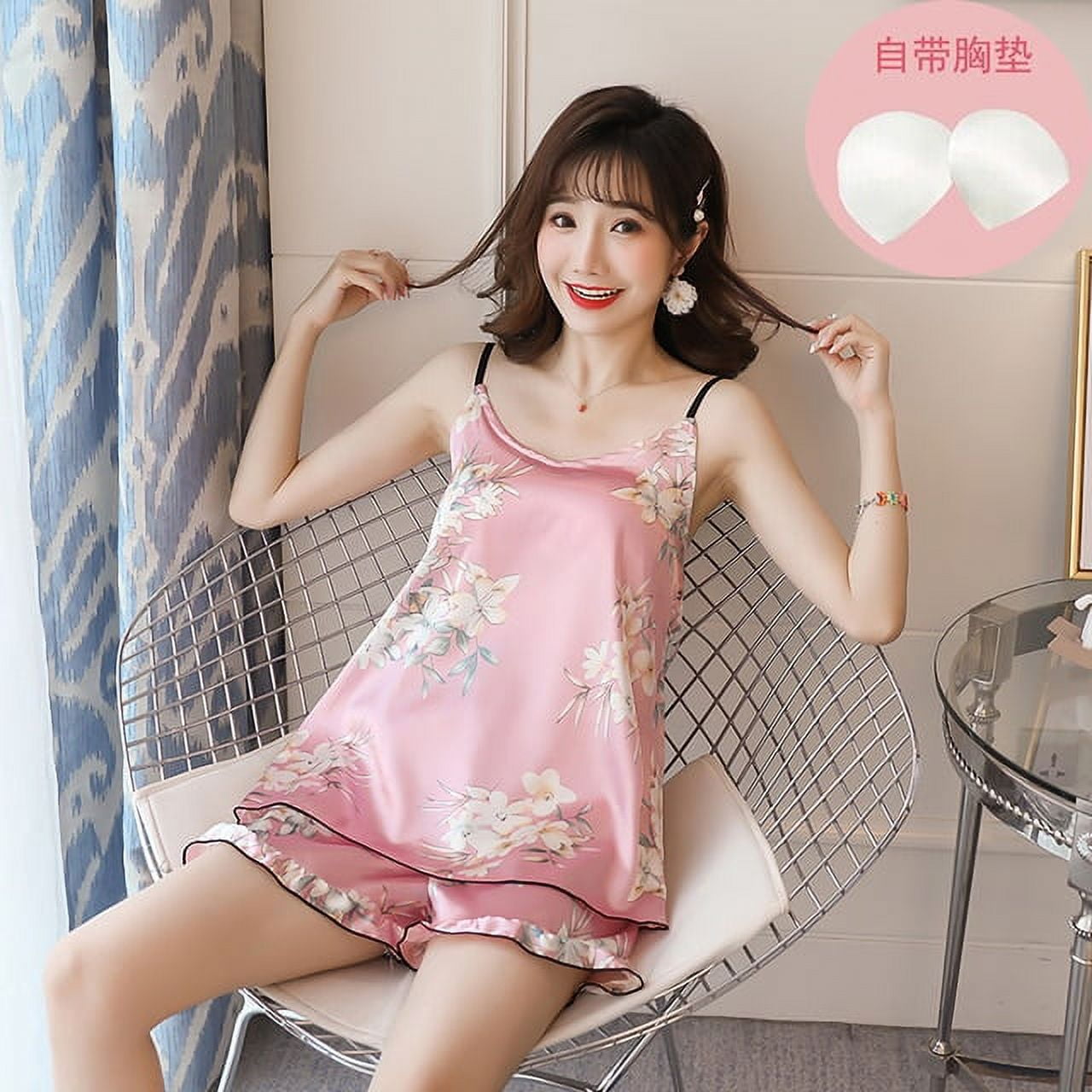 DanceeMangoo Cartoon Print Lovely Sleepwear Home Suit Summer V
