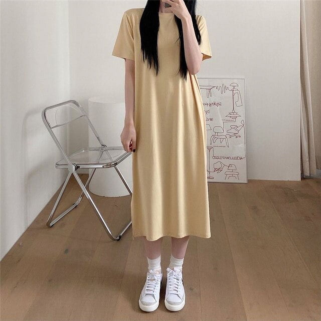 DanceeMangoo Summer Short Sleeve Cotton Nightgowns for Women Korean Fashion  Short Loose NightDress Sleepwear Nightdress Homewear Dress