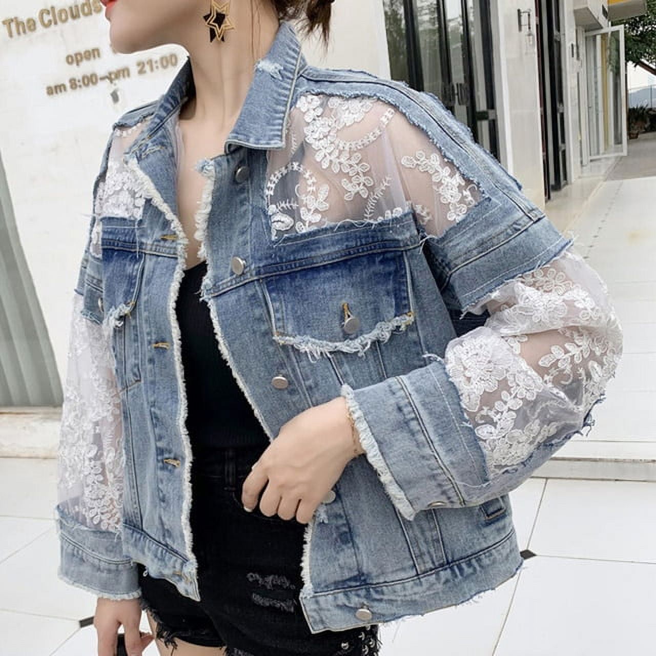 Frayed tassel denim jacket sale