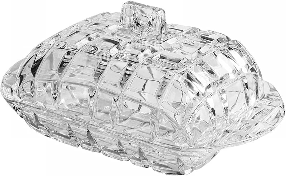 DanceeMangoo Clear Glass Butter Dish with Lid, Home Kitchen Cheese