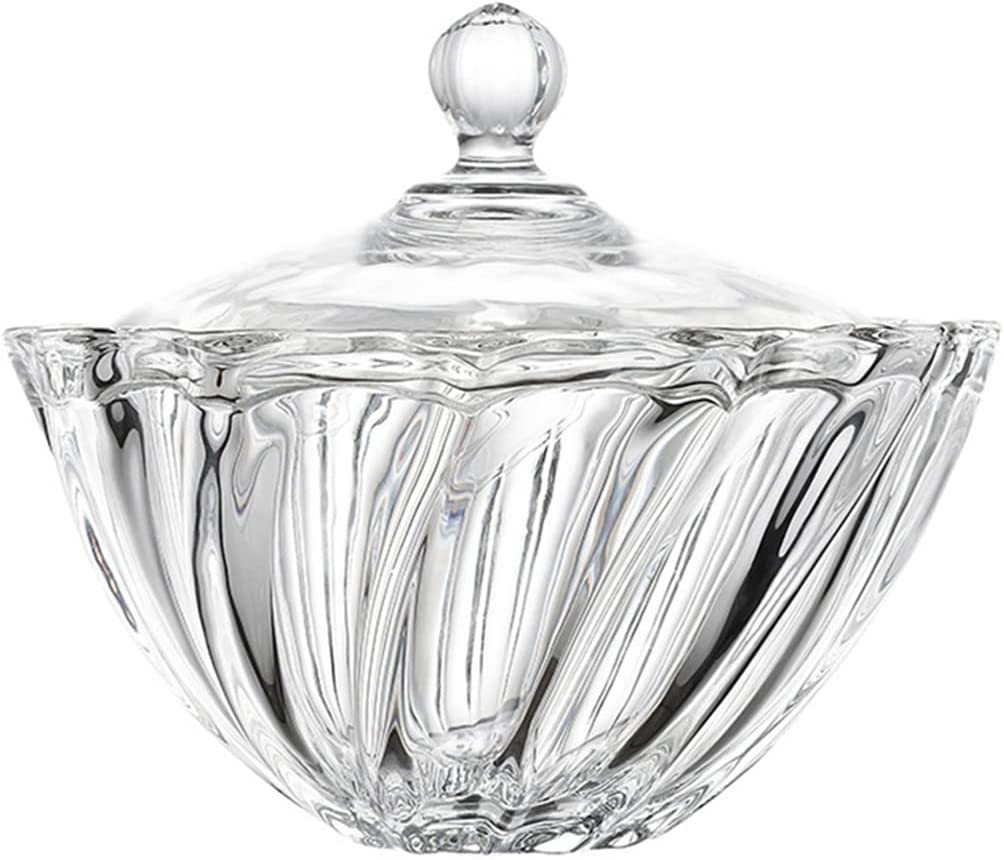 DanceeMangoo Clear Glass Candy Dish with Lid, Living Room Decor Nut