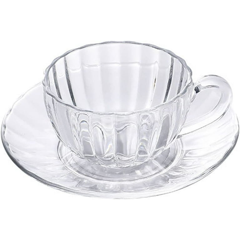 Eparé Clear Glass Coffee Mugs - 12 oz Clear Transparent Tea Cups & Coffee Glasses - Clear Coffee Mugs Set of 6 - Cappuccino Glass Mugs & Cup for Hot