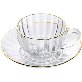 MIRTONICS Pack of 1 Glass cup plate set of 6 glass tea cup set of