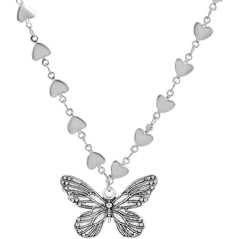 Danceemangoo Coquette Butterfly Heart Necklace