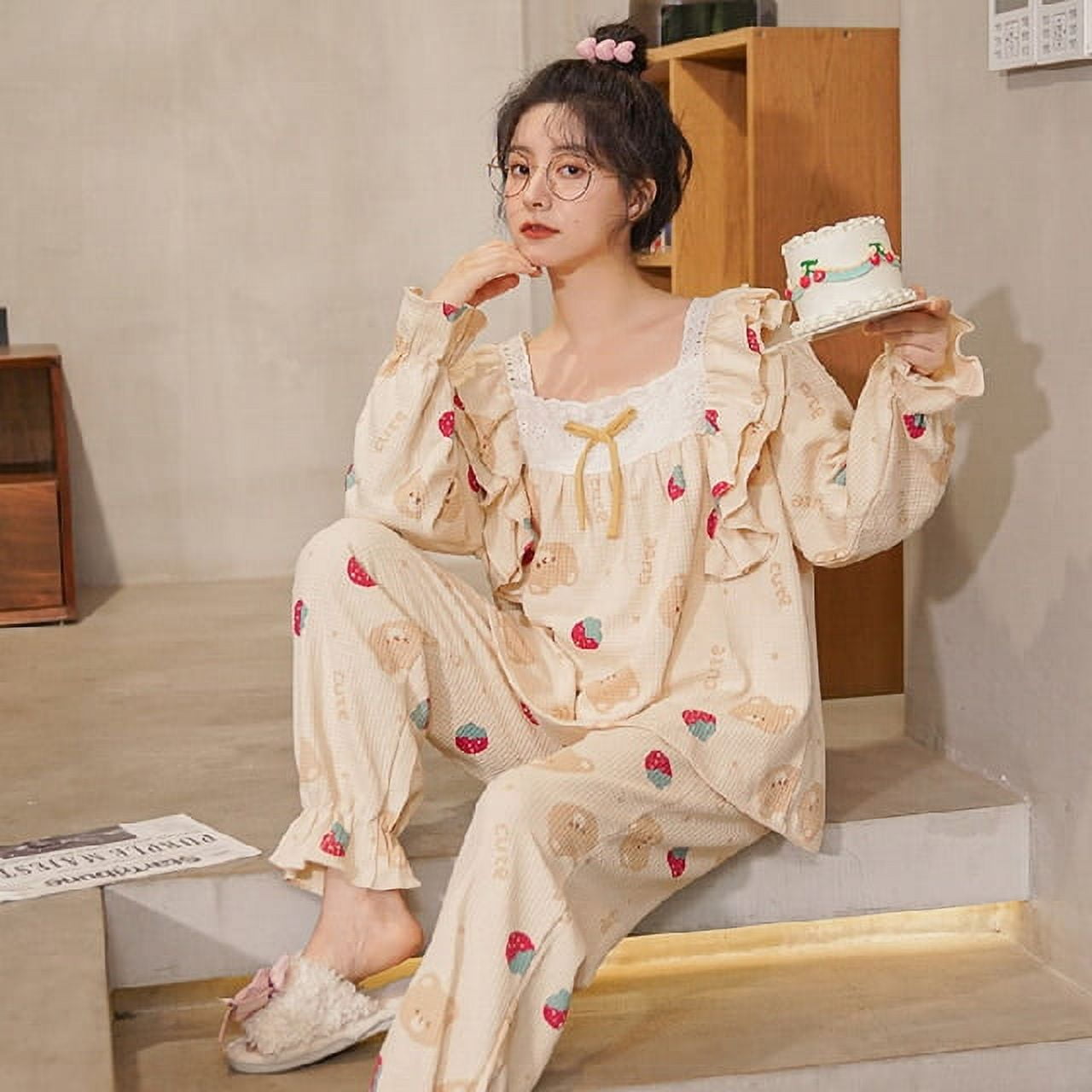  Anjue Cotton Pajamas For Women Winter Long