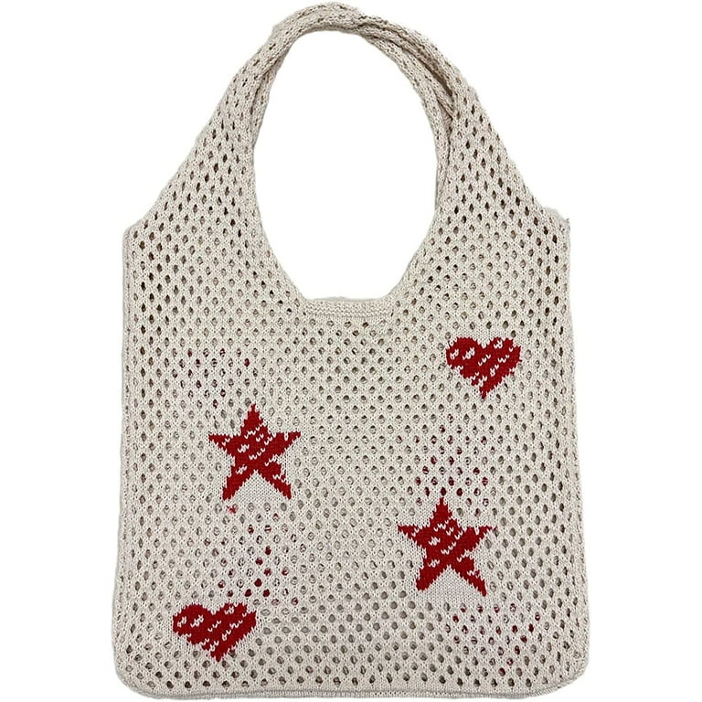 DanceeMangoo Crochet Tote Bag Y2K Star Hobo Bag for Women Aesthetic Tote  Bag Fairy Grunge Handbag Cottagecore Y2K Accessories