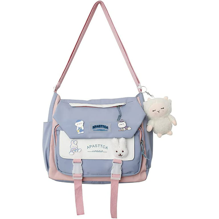 Danceemangoos Danceemangoo Cute Messenger Bag for Women Shoulder Crossbody Bag with Accessories Aesthetic Tote Bag Cute Japanese Schoolbag, Adult