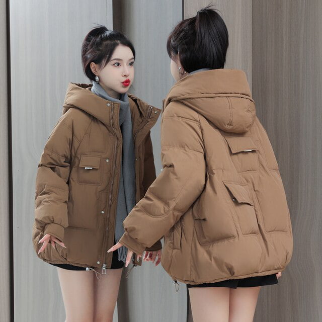 DanceeMangoo Winter Jacket Women Short Hooded Down Cotton Coat Winter Cotton  Clothes Fashion Korean Loose Cotton Jacket Casual Coat Zm1405 