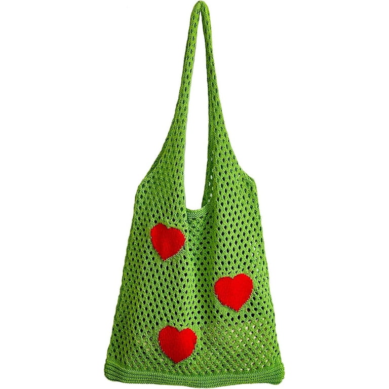 DanceeMangoo Fairycore Crochet Tote Bag Y2K Hobo Bag for Women