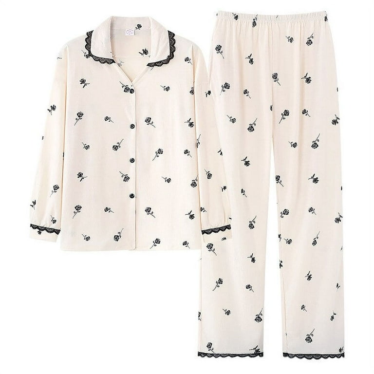 PIKADINGNIS Long Sleeve Cotton Pajamas Set Spring Autumn Winter Women  Pajama Set Mother Sleepwear Pyjamas Homewear &Nightwear Set
