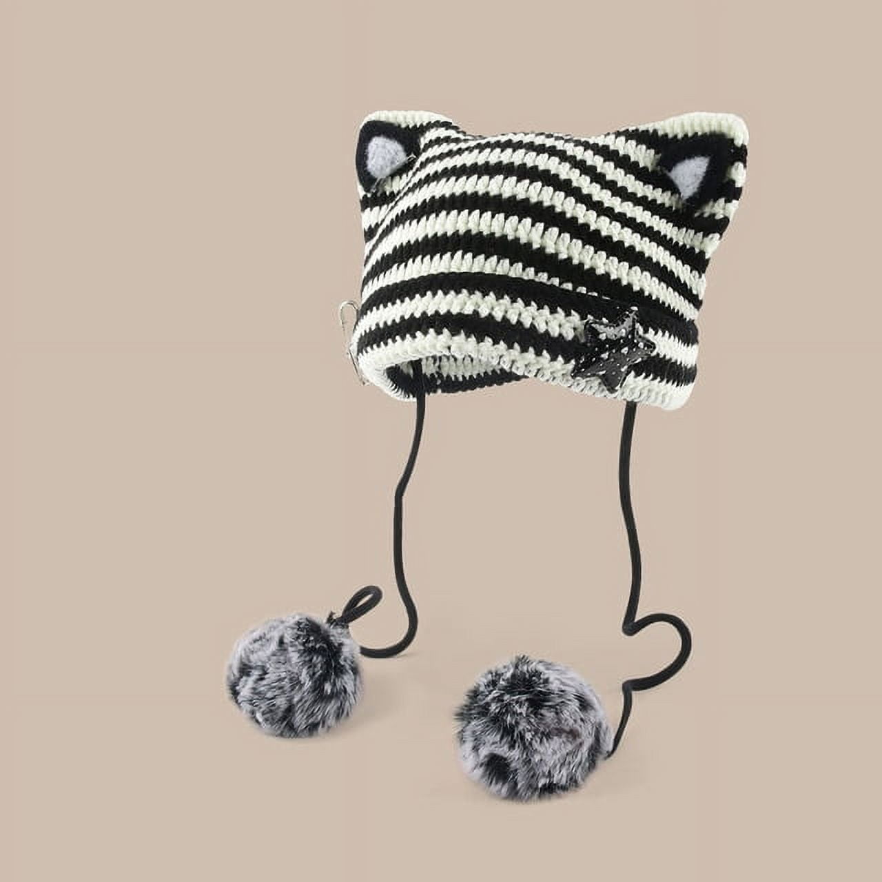 Handmade Cat Ears Pompom Knitted Beanie – kawaiienvy
