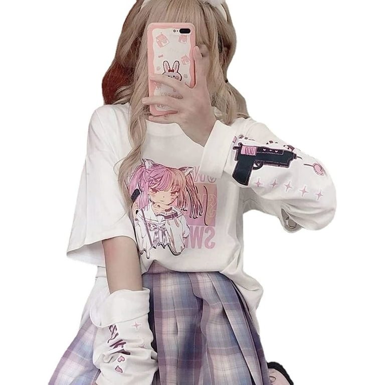 DanceeMangoo Japanese E-Girl Anime Tshirt Clothes Goth Long Sleeve